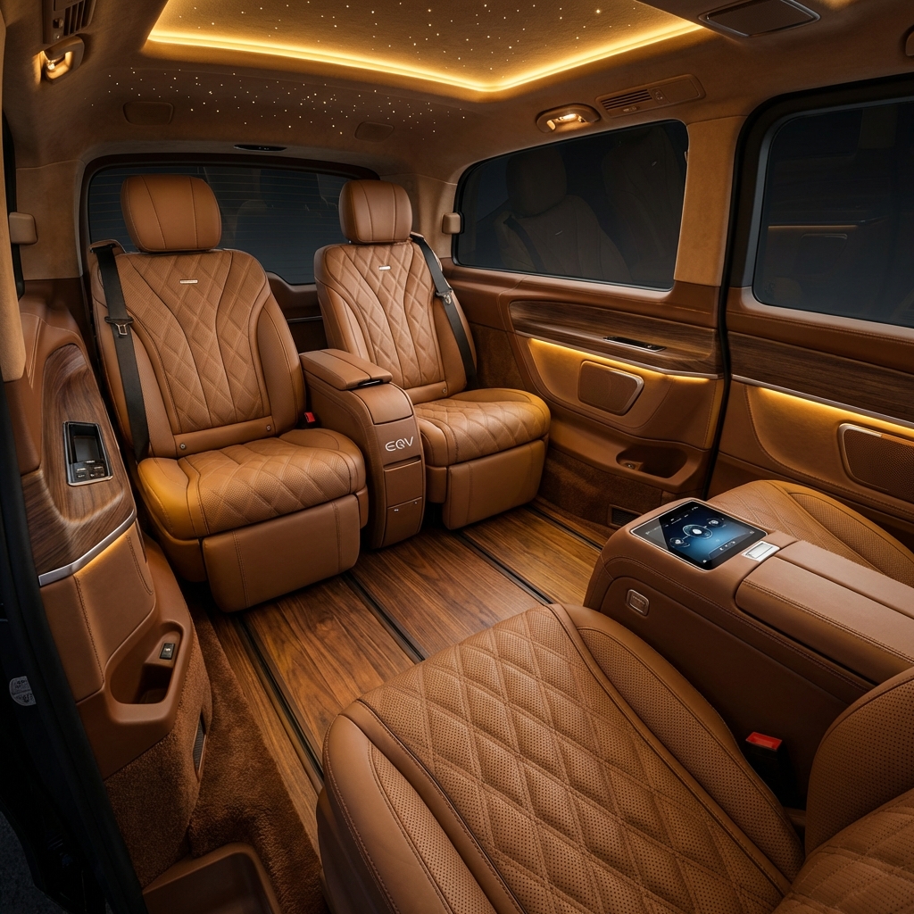 Intérieur configuration Salon VIP Face-à-Face Mercedes EQV